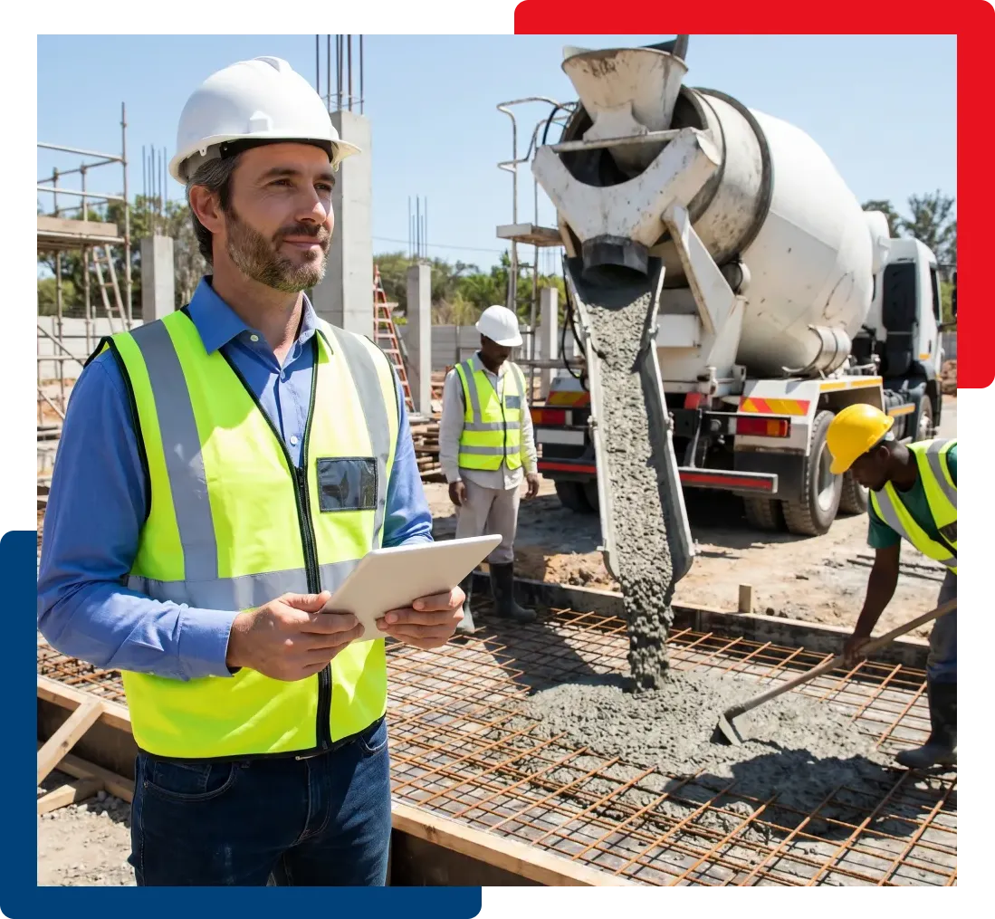 Engenheiro da IBIMIX vistoriando obra